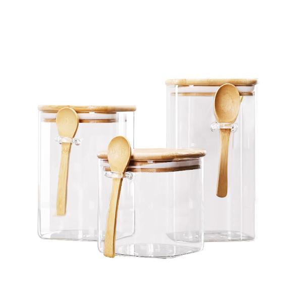 Industrial-Grade Glass Jars with Spoon | B2B Bulk Orders | Airtight Bamboo Lids | Custom Branding