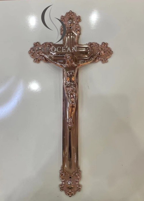 Gold High Quality Plastic Jesus Funeral Cross Coffin Accessories OEM/ODM Service PJ03