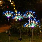Outdoor LED Holiday Lights Copper Wires String DIY Landscape Solar Firework