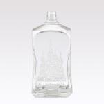 Clear Glass Collar 750ml Embossed Bottle for Alcoholic Beverages and Drinks