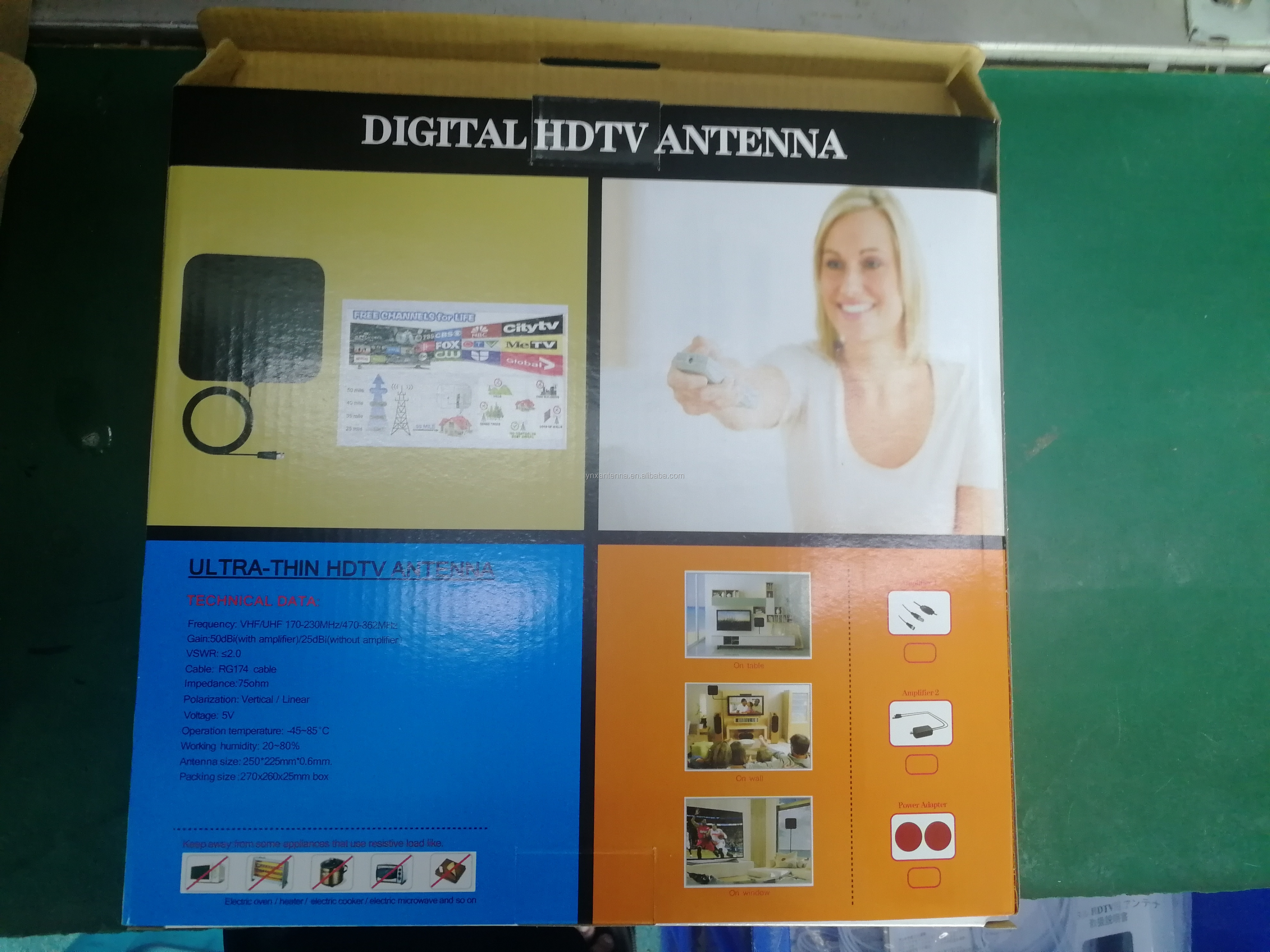 Indoor Tv Antenna 50 Miles Amplified Hd Digital Adapter with IEC Connector 30g Weight