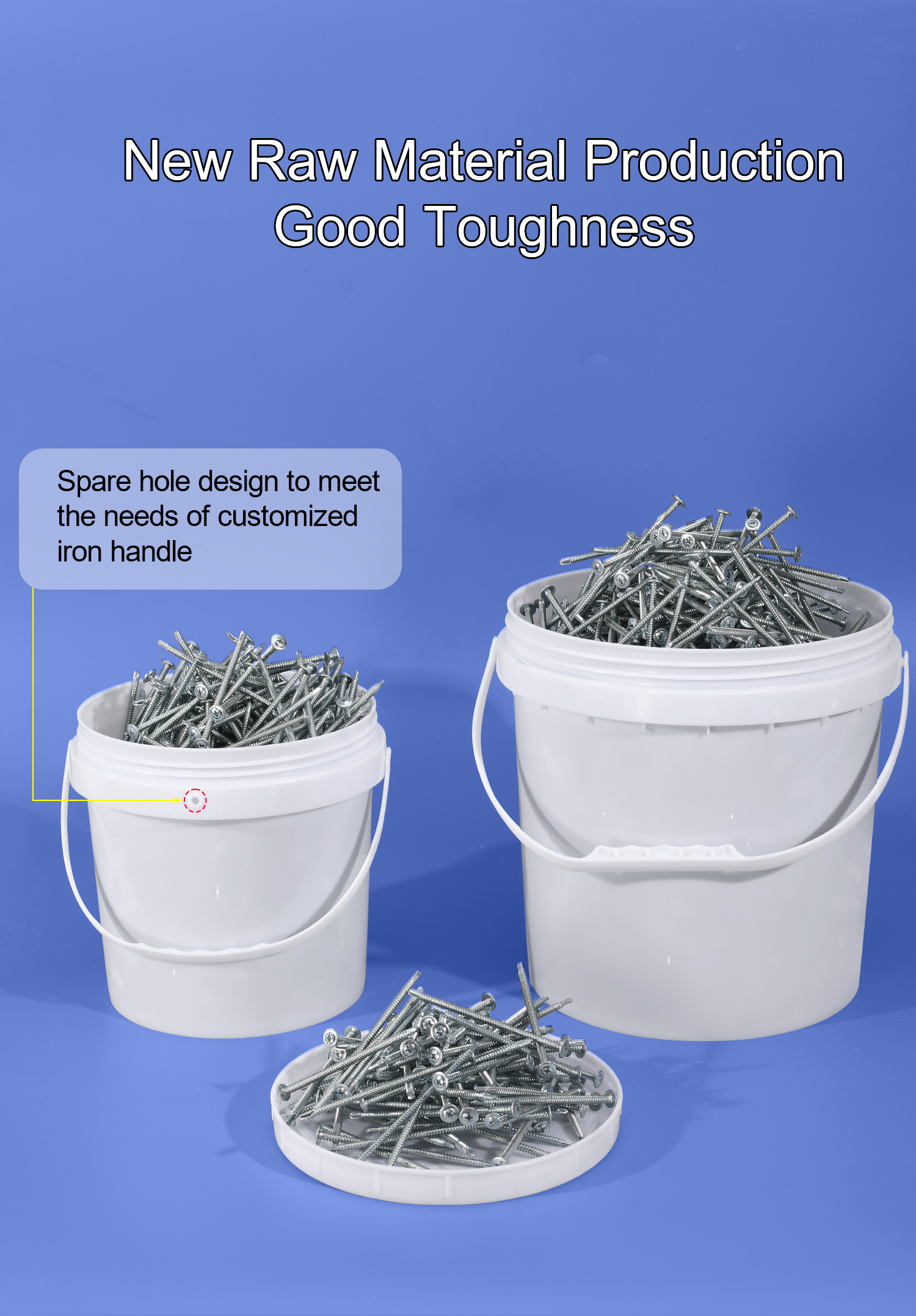 General Packaging 5L Food Grade PP Storage Container Plastic Bucket With Screw Lid Handle