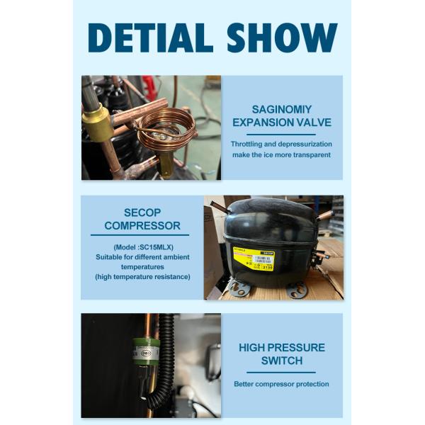 150kg Automatic Ice Machine 110kg Storage Air Cooling Commercial Ice Cube Maker