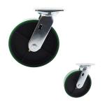 Vintage Industrial Casters 540kg Capacity Green PU 8 Inch Trolley Swivel Casters