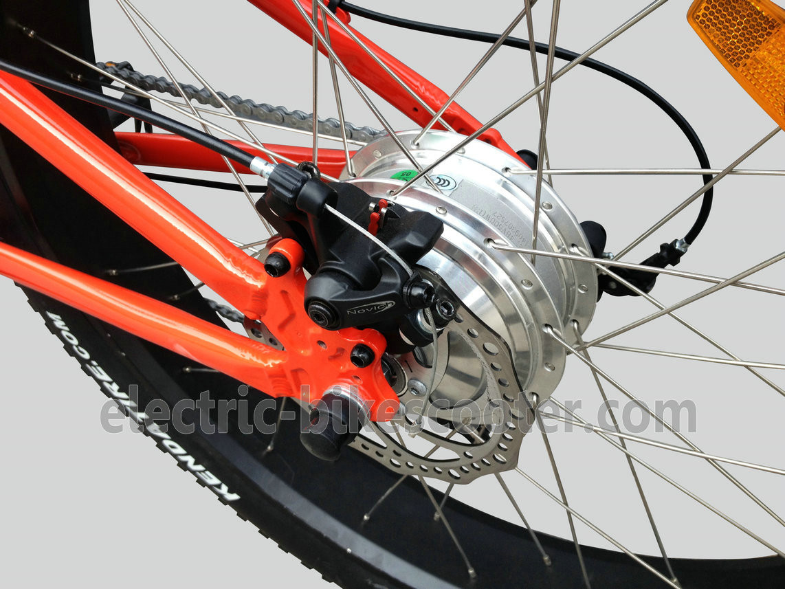 750W Electric Beach Cruiser Bikes Orange Aluminum Alloy 6061