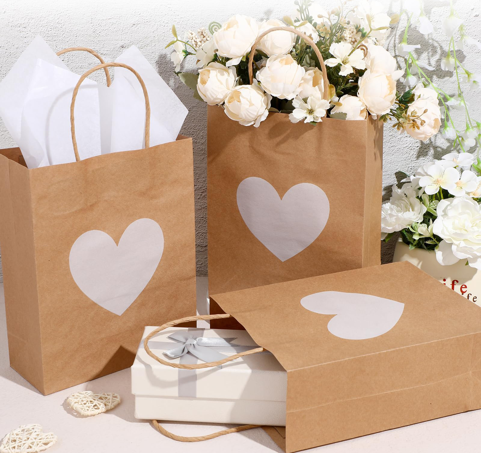Gravure Printing Personalized Kraft Paper Bag for Valentine's Day Retail Gift Shopping