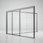 Aluminium Frame Sliding Double Office Glass Partition Wall For Conference Rooms
