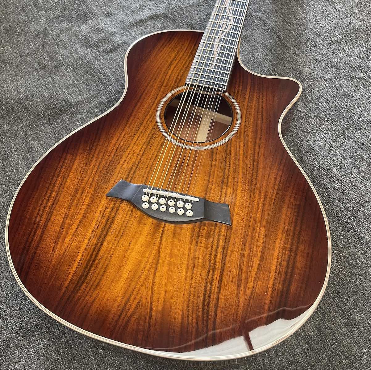 Custom 6 Strings KOA Wood Taylor Style Acoustic Guitar Glossing Finish Body Matt Neck Open Tuner