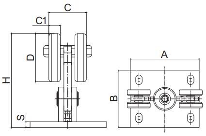 Iron Q235 Cantilever Gate Carriage Wheel Kit System Heavy Duty