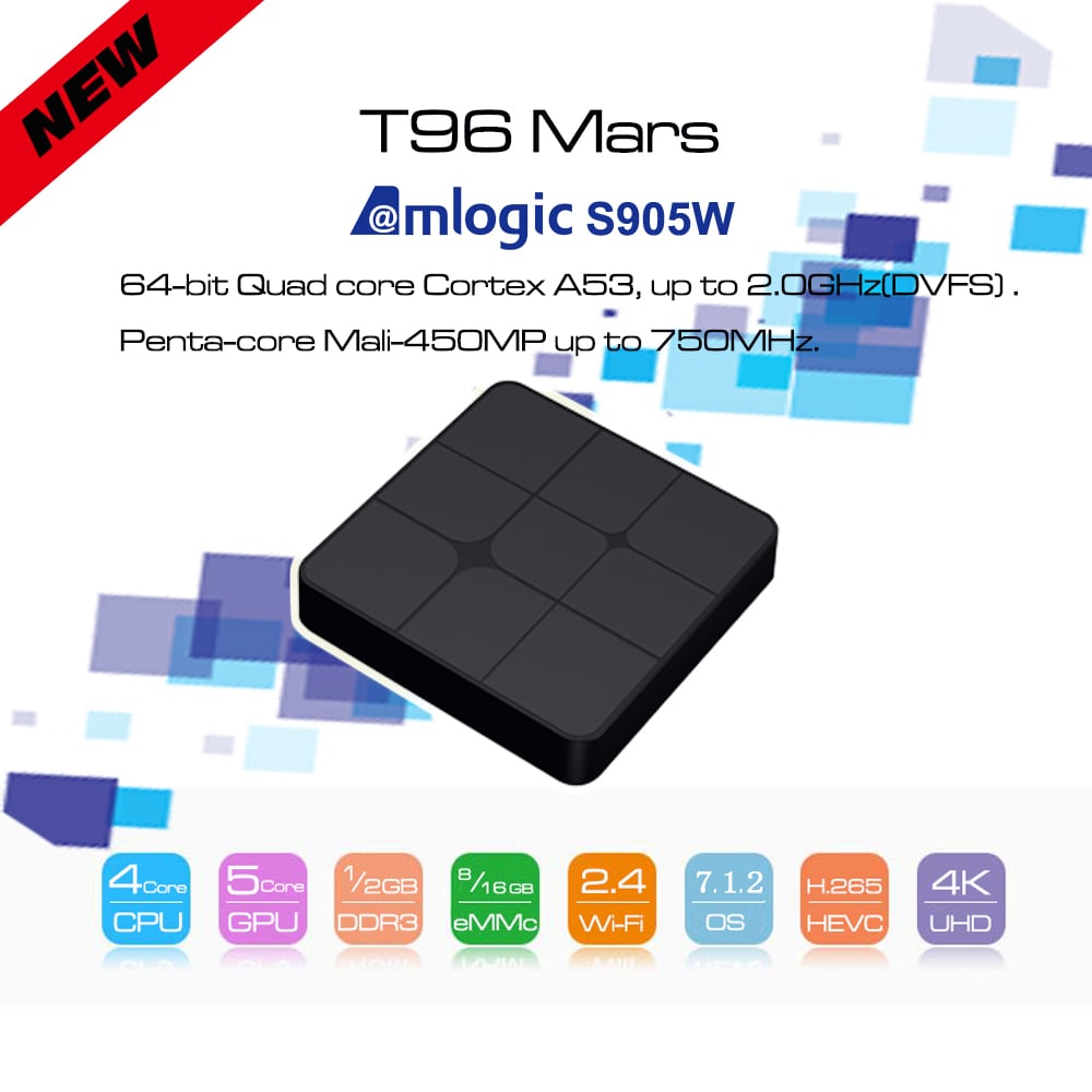 Amlogic S905W Android 7.1.2 1GB RAM 8GB ROM 2.4G WiFi 100Mbps- Black 1GB + 8GB ( EU )