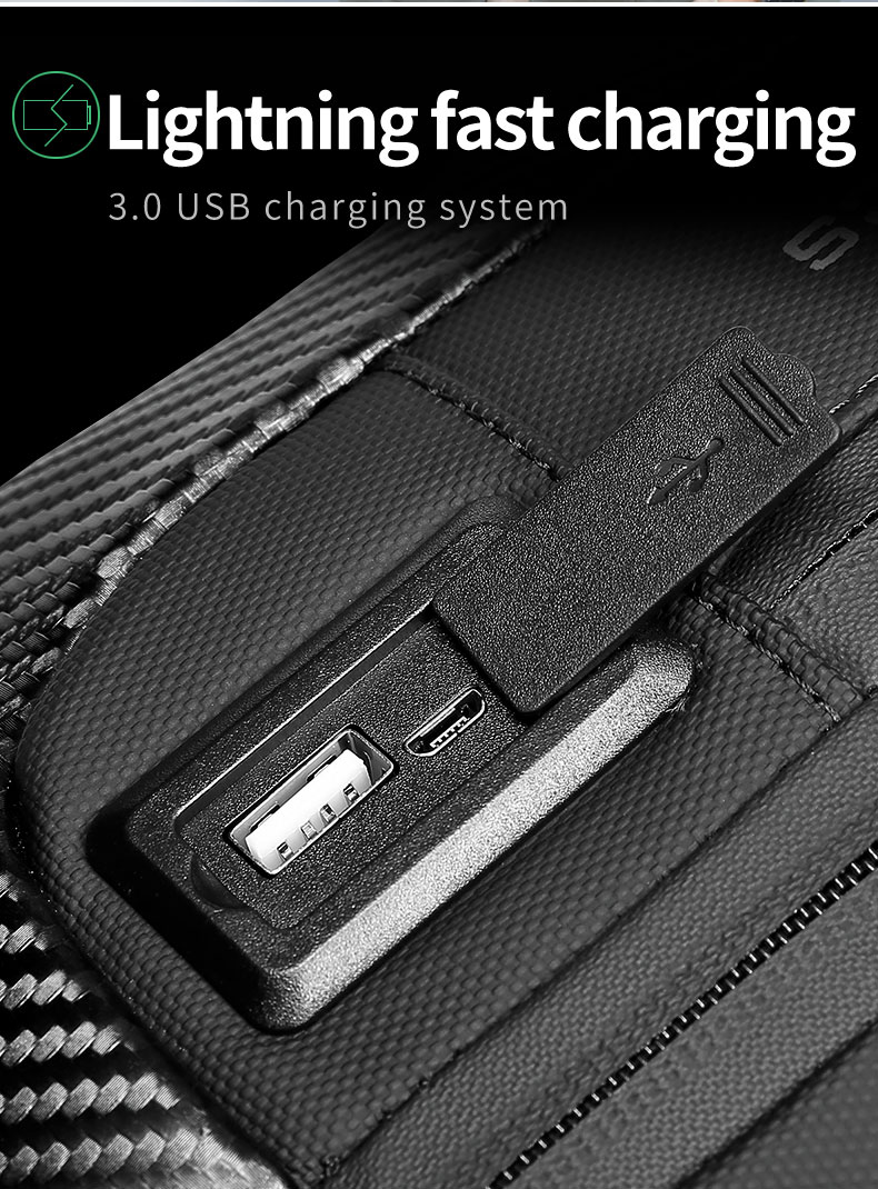 OEM/ODM Carbon Fiber Streamline Anti Theft Sling Bag Rainproof
