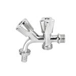 2 Outlet Brass Bibcock Valve Water Tap Deck Mounted Zinc Handle