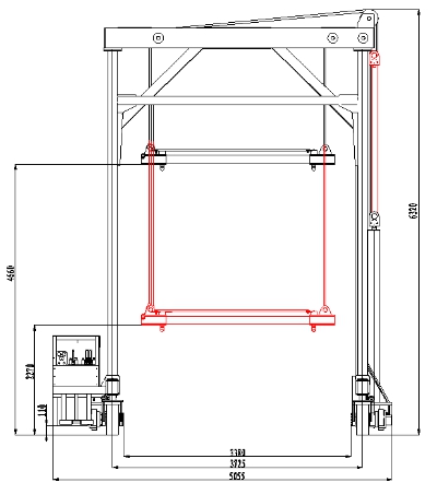 Red Steel Standard Mobile Container Crane , Port Gantry Crane Container Handling Crane