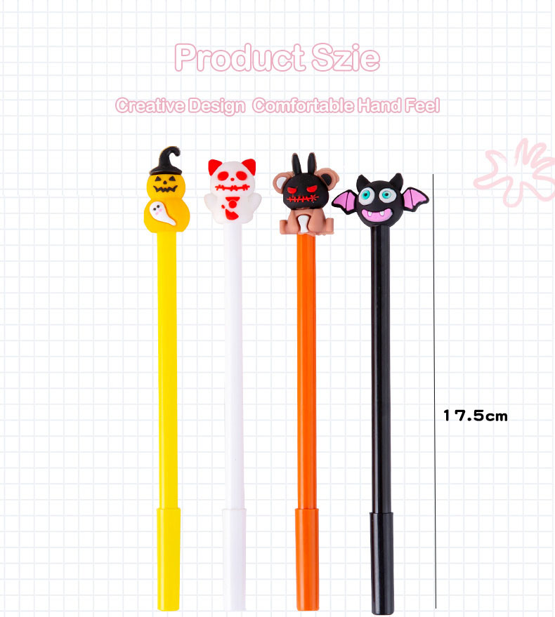 Creative Halloween Theme Gel Pen 0.5mm Cartoon Pumpkin Bat Ghost Gift Gel Pen