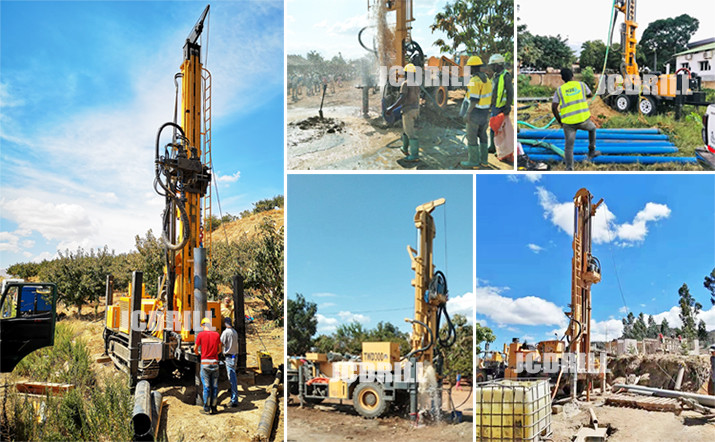4 Cylinder Water Well Drilling Rig Quanchai Diesel Engine 180m