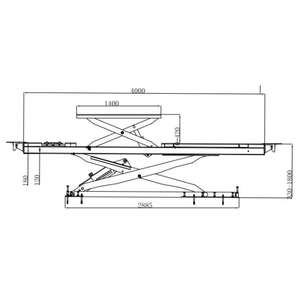 Inground Alignment Scissor Lift Car Hoist 4T 4.0M Runway 1.8M High