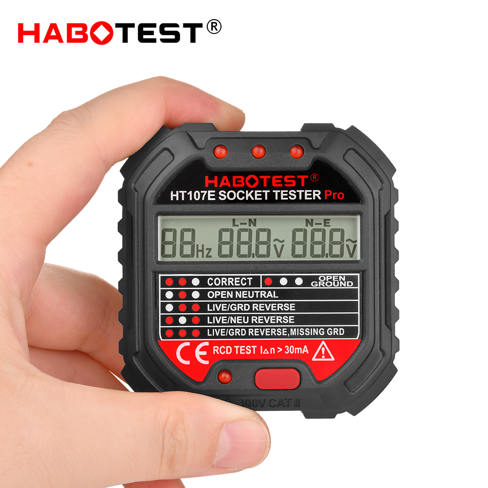Open Neutral Plug Socket Tester , HT107E Wall Socket Tester