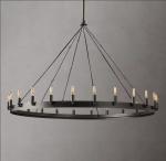 Farmhouse Style Vintage French Country Chandelier With Brass Iron Embellishments