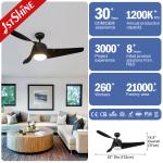 Home Office Fan Diameter 52 Inch with LED Lights and Decorative 3 Wooden Color
