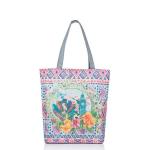 Floral Printed Womens Cartoon Canvas Bags Shopper Tote With Cotton Handle