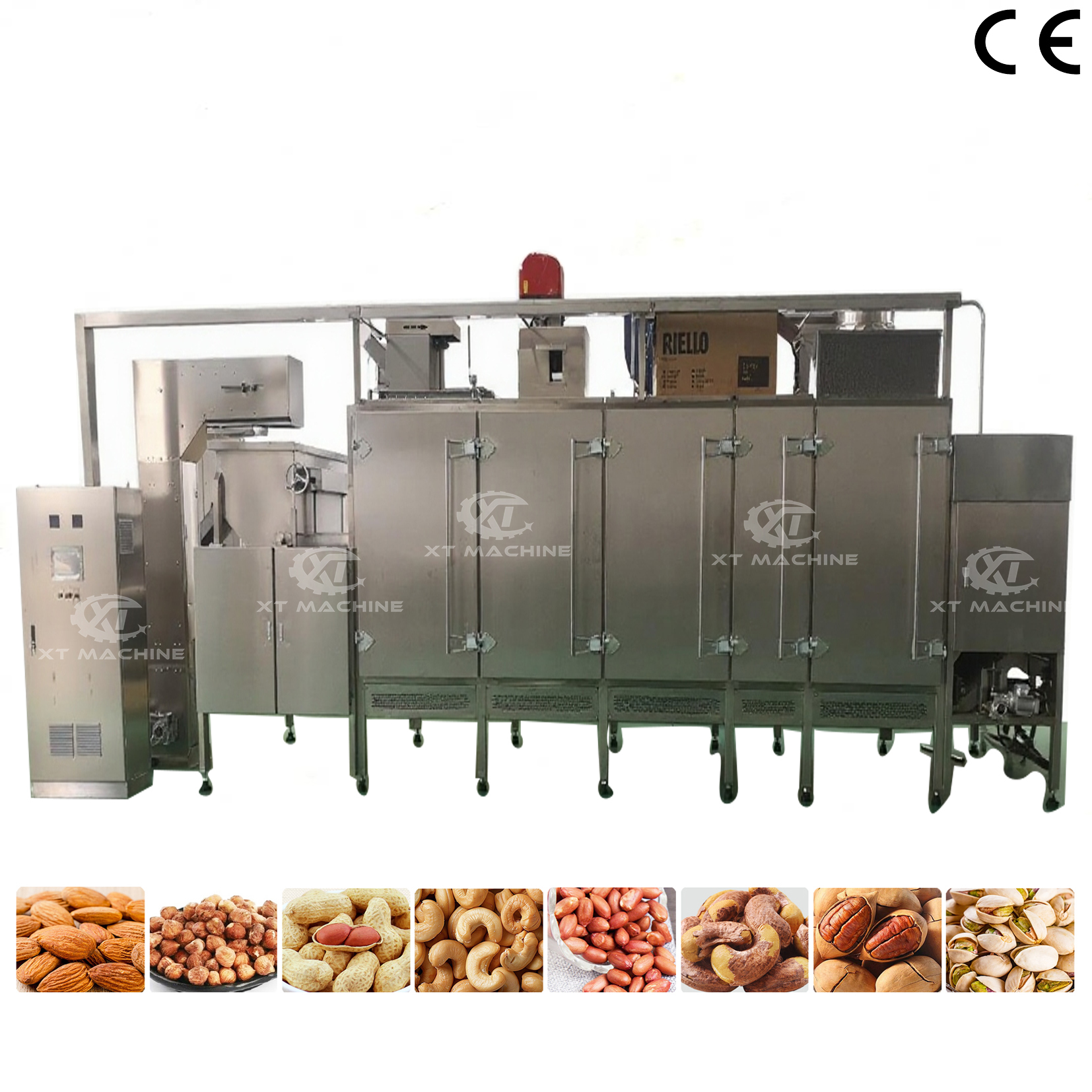 Large Capacity Continuous Nuts Roaster With Adjustable Conveying Speed Supporting Electric And Gas Heating