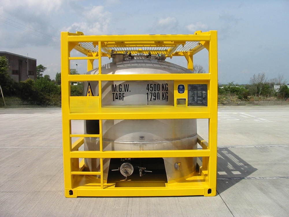 2900L-5000L Capacity Vertical Offshore Tank Container with Lifting Frame Weld Seam Acid Cleaning and Passivation Finish
