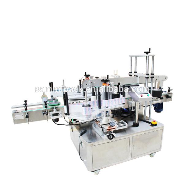 Desktop Double Sides Label Applicator for Square Bottles Automatic Flat Round Plastic Glass Bottle Sticker Machine with Conveyor