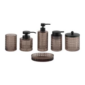 Wholesale Brown Color Glass Bathroom Accessories Sets With Round Shape With Black Parts from china suppliers