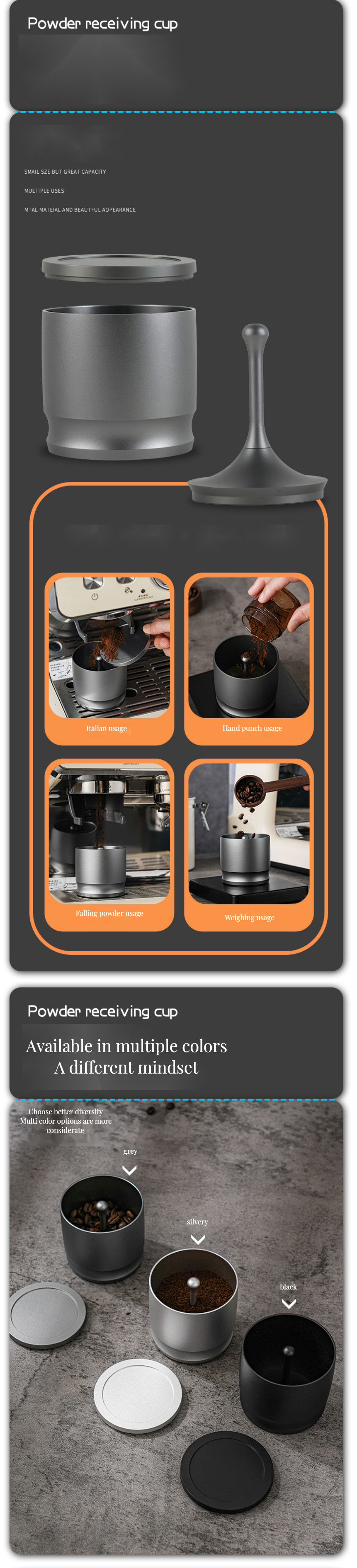 51/58mm Coffee Powder Device Ring for Stocked Aluminum Alloy Espresso Cup Funnel