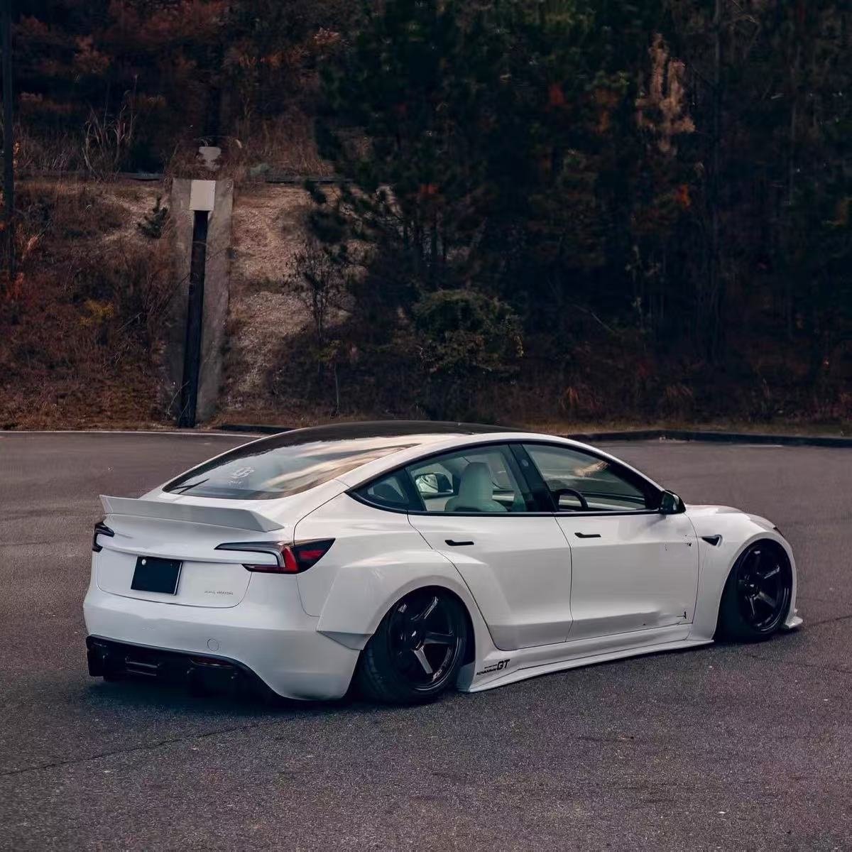 2020- Tesla Body Kit Resin Fiber LB Style Tesla Model 3 Spoiler Front Lip Diffuser