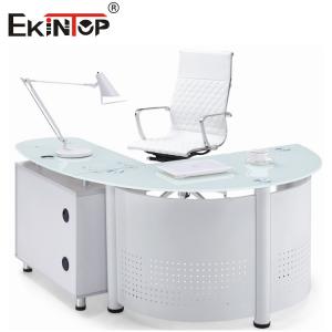 China White Black Tempered Glass Computer Desk Desktop Home Office Table on sale