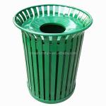 North America Hot Sale Street Trash Receptacle Outdoor Slatted Metal Dustbin