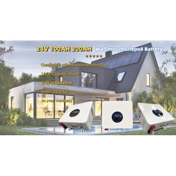 Solar Powerwall Lifepo4 Battery Smart Wall Mounted Lithium Battery 24V 100ah 3kwh