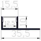 Square Plaster LED Profile PC Cover Strip Channel Drywall Gypsum Anodized 35