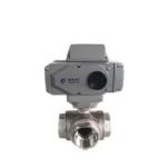 T Shape Channel Straight Through Type 3 Way Stainless Steel Electric Ball Valve