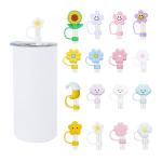 Different Flower Silicone Straw Straw Hat Cap Toppers Covers For Tumbler Cup