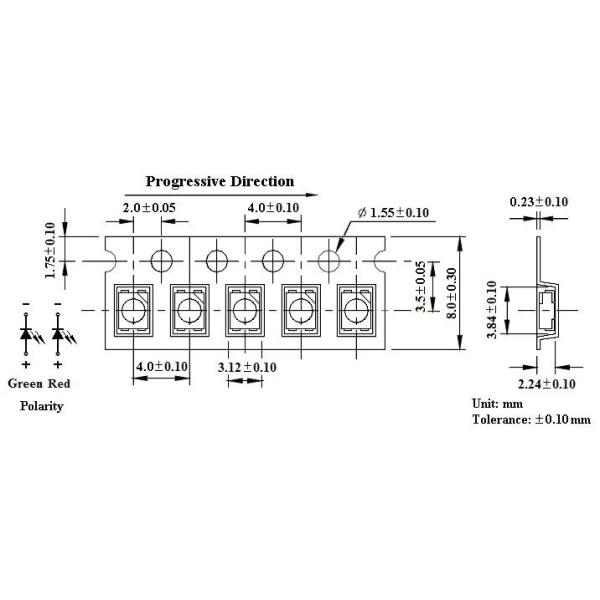 1.90mm Height Top View 3528 Bi Color LED Hyper Red & Super Pure Green Chip,Bi color led light