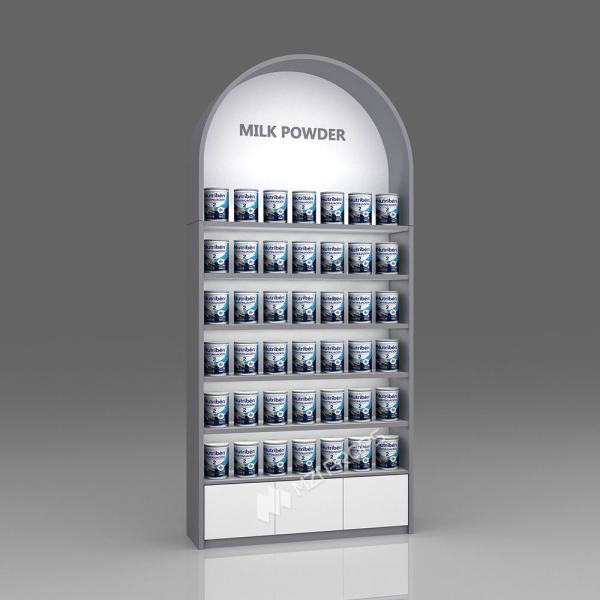 Round Edge High Cabinet Iron Powder Coated Display Cabinet for Baby Formula with Multiple Layers Mom & Baby Store Decoration