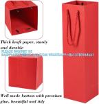 Package Thick Kraft Paper Wine Tote Gift Bags For 1 Bottle, Sturdy Paper Wine