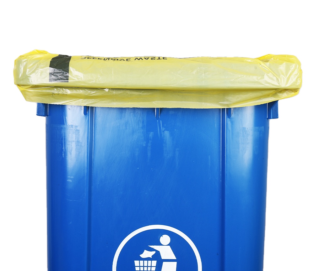 Portable Flat Mouth PE Bags for Hospital and Clinic Waste Disposal Thickness 5-100 mic