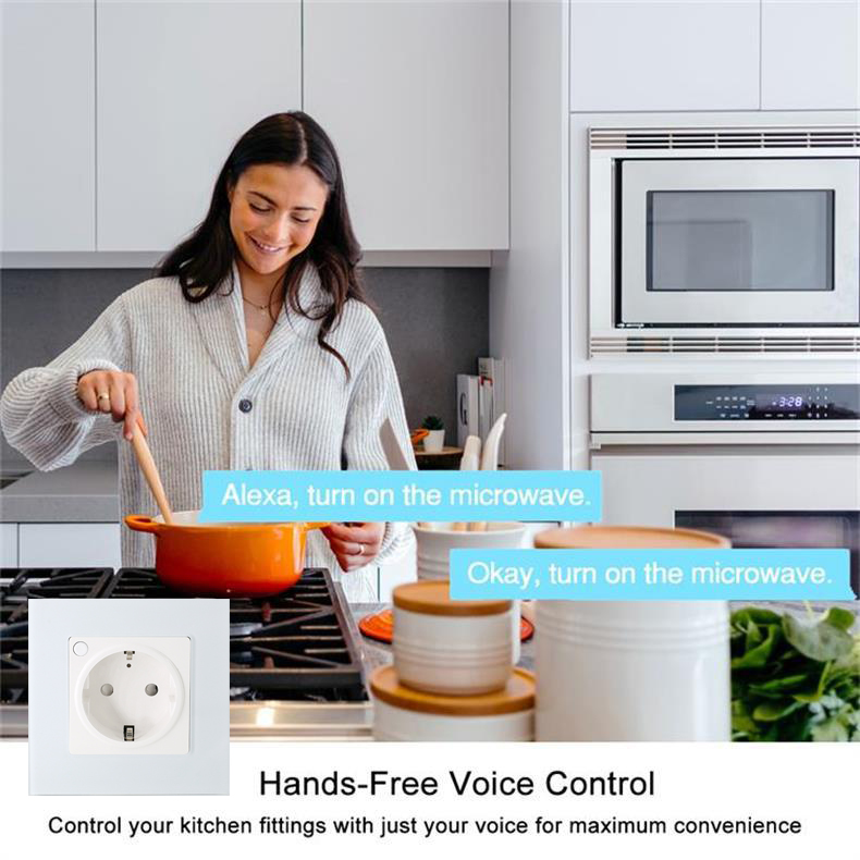 OEM 16A Smart Wall Socket EU Smart Plug Socket 2.4GHz WiFi White
