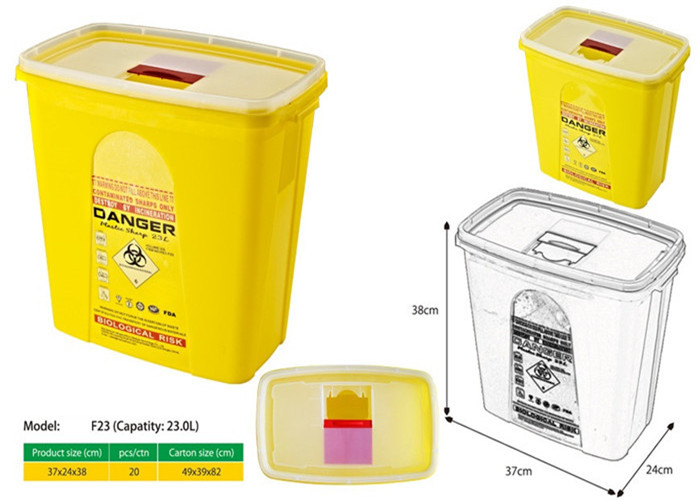 23 Litre Sharps disposal container, Sliding Lid, Red,Sharps Container | WinnerCare