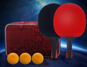 Wholesale 4 Star Ping Pong Paddle Set Black Plywood Handle 4 Bats and 3 Balls in Bag Reverse Rubber from china suppliers
