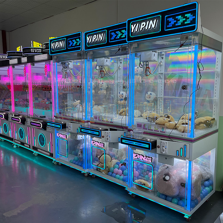Coin Operated Colorful Led Lights Crane Transparent Glass Display Claw Machine Prize Game Machine