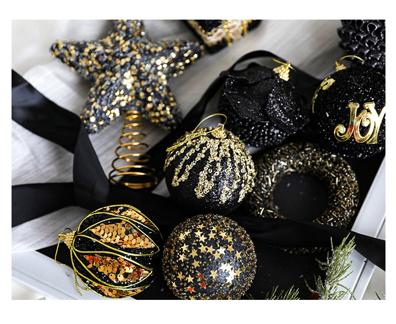 Christmas Foam Ball Classic Black Gold Series Christmas Tree Pendant Decoration