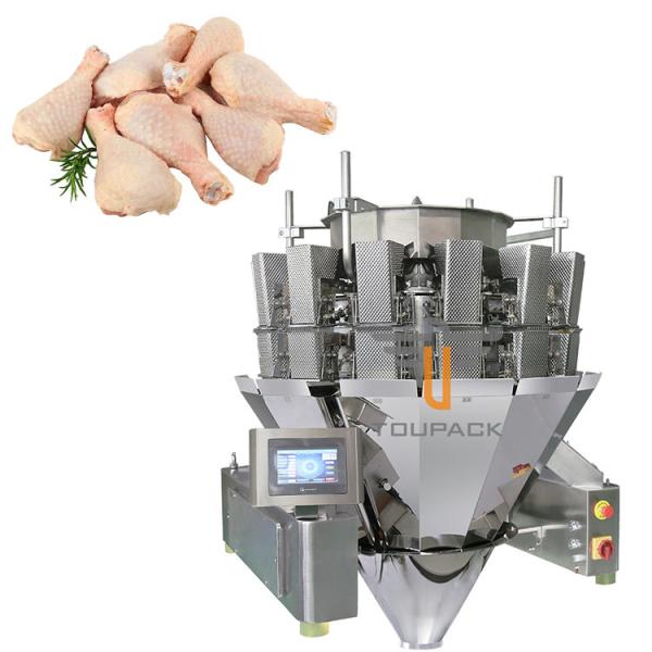 14 Head Combination Weigher SS 10-500g Fresh Meat Chicken Leg Auto Weighing Screwing Feeding System