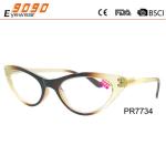 Cat eye reading glasses made of piastic,spring hinge ,suitable for women