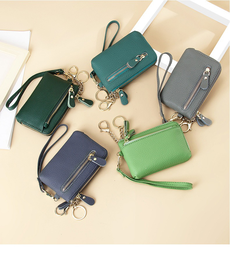 Availiable Sample Leather Women's Coin Purse with Zipper Closure