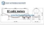 Mild Steel Q345 Tank 32m3 Tandem Axle Utility Trailer 2 Axle FUWA 13 Ton