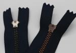 Black Nickel Teeth Metal Coat Zippers , 5# Auto Lock Copper Metal Zipper By The